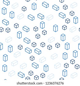 Dark BLUE vector seamless, isometric template with rhombus. Illustration with set of colorful rectangles. Texture for window blinds, curtains.
