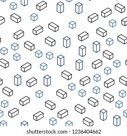 Dark BLUE vector seamless, isometric texture in rectangular style. Decorative design in abstract style with rectangles. Pattern for trendy fabric, wallpapers.