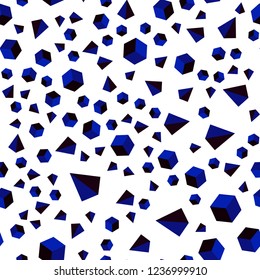 Dark BLUE vector seamless, isometric layout with rectangles, triangles. Glitter abstract illustration with squares, lines. Pattern for trendy fabric, wallpapers.