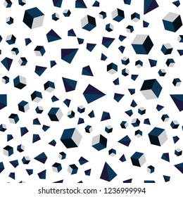 Dark BLUE vector seamless, isometric backdrop with lines, rhombus. Lines, rhombus with colorful gradient. Pattern for trendy fabric, wallpapers.