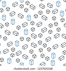 Dark BLUE vector seamless, isometric layout with lines, rectangles. Decorative design in abstract style with rectangles. Design for wallpaper, fabric makers.