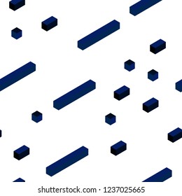 Dark BLUE vector seamless, isometric backdrop with rhombus. Illustration with set of colorful rectangles. Design for textile, fabric, wallpapers.