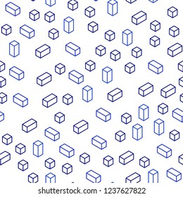 Dark BLUE vector seamless, isometric cover in polygonal style. Illustration with set of colorful rectangles. Texture for window blinds, curtains.
