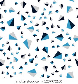 Dark BLUE vector seamless, isometric layout with lines, triangles. Illustration with set of colorful triangles. Pattern for trendy fabric, wallpapers.