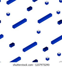 Dark BLUE vector seamless, isometric texture in rectangular style. Beautiful illustration with rectangles and squares. Design for wallpaper, fabric makers.