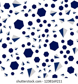 Dark BLUE vector seamless, isometric texture with poly style with cubes. Abstract gradient illustration with triangles, cubes. Template for business cards, websites.