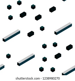 Dark BLUE vector seamless, isometric texture in rectangular style. Modern abstract illustration with colorful rectangles. Pattern for trendy fabric, wallpapers.