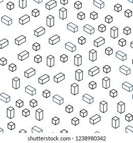Dark BLUE vector seamless, isometric texture in rectangular style. Beautiful illustration with rectangles and squares. Texture for window blinds, curtains.