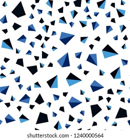 Dark BLUE vector seamless, isometric texture with triangular style. Modern abstract illustration with colorful triangles. Design for textile, fabric, wallpapers.