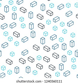 Dark BLUE vector seamless, isometric background with rectangles. Modern abstract illustration with colorful rectangles. Design for wallpaper, fabric makers.
