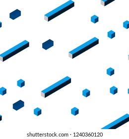 Dark BLUE vector seamless, isometric texture in rectangular style. Illustration with set of colorful rectangles. Design for wallpaper, fabric makers.