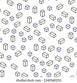 Dark BLUE vector seamless, isometric layout with lines, rectangles. Abstract gradient illustration with rectangles. Pattern for design of fabric, wallpapers.