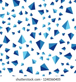 Dark BLUE vector seamless, isometric cover with polygonal style. Decorative design in abstract style with triangles. Texture for window blinds, curtains.