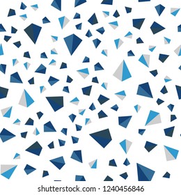 Dark BLUE vector seamless, isometric cover with polygonal style. Glitter abstract illustration with triangular shapes. Design for textile, fabric, wallpapers.
