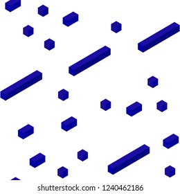 Dark BLUE vector seamless, isometric cover in polygonal style. Beautiful illustration with rectangles and squares. Texture for window blinds, curtains.