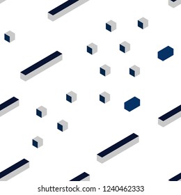 Dark BLUE vector seamless, isometric template with rhombus. Beautiful illustration with rectangles and squares. Pattern for design of fabric, wallpapers.