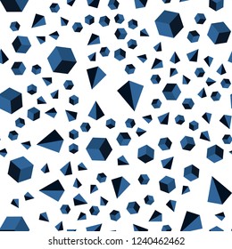 Dark BLUE vector seamless, isometric background with triangles, cubes. Illustration with set of colorful triangles, squares. Template for business cards, websites.
