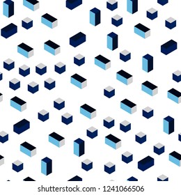 Dark BLUE vector seamless, isometric cover in polygonal style. Illustration with set of colorful rectangles. Pattern for trendy fabric, wallpapers.