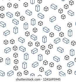 Dark BLUE vector seamless, isometric background with rectangles. Beautiful illustration with rectangles and squares. Design for wallpaper, fabric makers.
