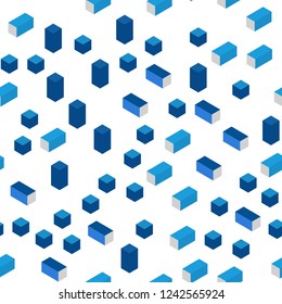 Dark BLUE vector seamless, isometric cover in polygonal style. Glitter abstract illustration with rectangular shapes. Design for wallpaper, fabric makers.