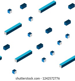 Dark BLUE vector seamless, isometric pattern in square style. Decorative design in abstract style with rectangles. Design for textile, fabric, wallpapers.