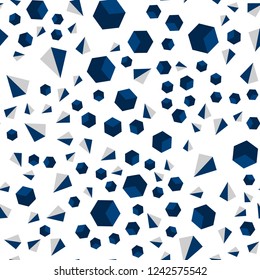 Dark BLUE vector seamless, isometric backdrop with lines, rhombus. Decorative design in abstract style with lines, cubes. Template for business cards, websites.