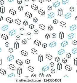 Dark BLUE vector seamless, isometric layout with lines, rectangles. Beautiful illustration with rectangles and squares. Pattern for design of fabric, wallpapers.