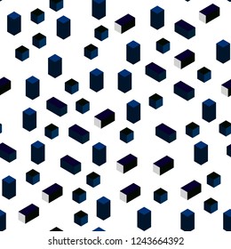 Dark BLUE vector seamless, isometric backdrop with rhombus. Glitter abstract illustration with rectangular shapes. Design for textile, fabric, wallpapers.