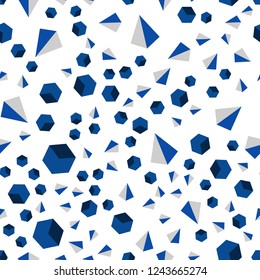 Dark BLUE vector seamless, isometric backdrop with lines, rhombus. Abstract gradient illustration with triangles, cubes. Pattern for trendy fabric, wallpapers.