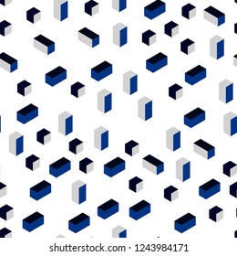 Dark BLUE vector seamless, isometric cover in polygonal style. Glitter abstract illustration with rectangular shapes. Template for business cards, websites.