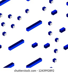 Dark BLUE vector seamless, isometric backdrop with rhombus. Beautiful illustration with rectangles and squares. Template for business cards, websites.