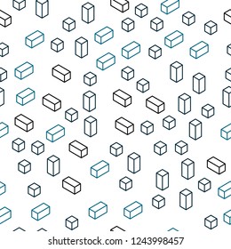 Dark BLUE vector seamless, isometric template with rhombus. Decorative design in abstract style with rectangles. Design for textile, fabric, wallpapers.