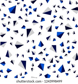 Dark BLUE vector seamless, isometric background with triangles. Illustration with set of colorful triangles. Template for business cards, websites.