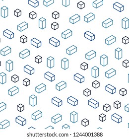 Dark BLUE vector seamless, isometric cover in polygonal style. Abstract gradient illustration with rectangles. Texture for window blinds, curtains.