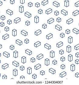 Dark BLUE vector seamless, isometric pattern in square style. Illustration with set of colorful rectangles. Texture for window blinds, curtains.