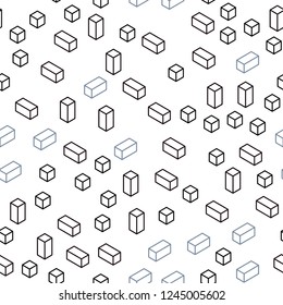 Dark BLUE vector seamless, isometric texture in rectangular style. Beautiful illustration with rectangles and squares. Pattern for design of fabric, wallpapers.