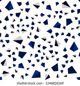 Dark BLUE vector seamless, isometric template with crystals, triangles. Modern abstract illustration with colorful triangles. Template for business cards, websites.