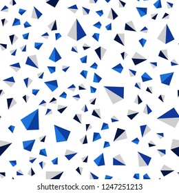 Dark BLUE vector seamless, isometric pattern with polygonal style. Triangles on abstract background with colorful gradient. Pattern for design of fabric, wallpapers.