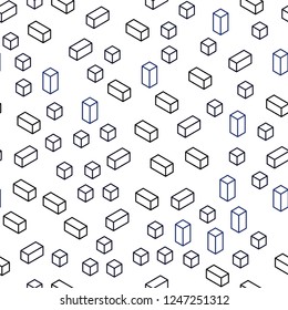 Dark BLUE vector seamless, isometric texture in rectangular style. Beautiful illustration with rectangles and squares. Design for wallpaper, fabric makers.