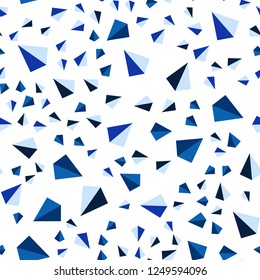 Dark BLUE vector seamless, isometric cover with polygonal style. Modern abstract illustration with colorful triangles. Pattern for trendy fabric, wallpapers.