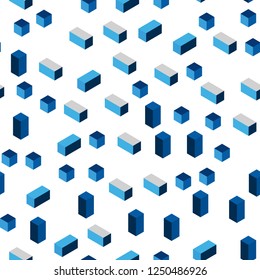 Dark BLUE vector seamless, isometric texture in rectangular style. Glitter abstract illustration with rectangular shapes. Design for wallpaper, fabric makers.