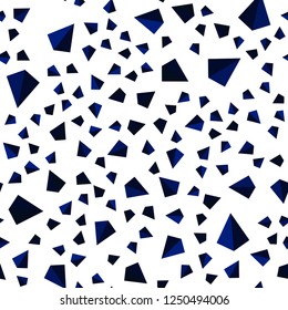Dark BLUE vector seamless, isometric backdrop with lines, triangles. Modern abstract illustration with colorful triangles. Pattern for trendy fabric, wallpapers.