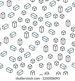 Dark BLUE vector seamless, isometric layout with lines, rectangles. Abstract gradient illustration with rectangles. Pattern for trendy fabric, wallpapers.