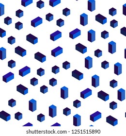 Dark BLUE vector seamless, isometric background with rectangles. Abstract gradient illustration with rectangles. Pattern for design of fabric, wallpapers.