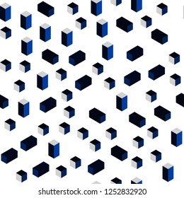 Dark BLUE vector seamless, isometric layout with lines, rectangles. Modern abstract illustration with colorful rectangles. Template for business cards, websites.