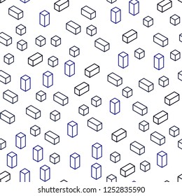 Dark BLUE vector seamless, isometric pattern in square style. Decorative design in abstract style with rectangles. Pattern for design of fabric, wallpapers.