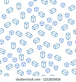 Dark BLUE vector seamless, isometric background with rectangles. Decorative design in abstract style with rectangles. Pattern for design of fabric, wallpapers.