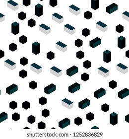 Dark BLUE vector seamless, isometric background with rectangles. Beautiful illustration with rectangles and squares. Pattern for design of fabric, wallpapers.