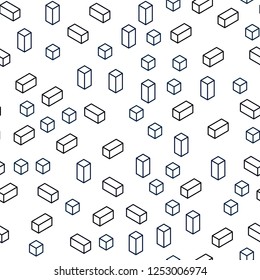 Dark BLUE vector seamless, isometric backdrop with rhombus. Glitter abstract illustration with rectangular shapes. Pattern for trendy fabric, wallpapers.