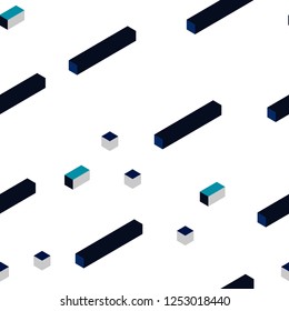 Dark BLUE vector seamless, isometric pattern in square style. Modern abstract illustration with colorful rectangles. Pattern for design of fabric, wallpapers.